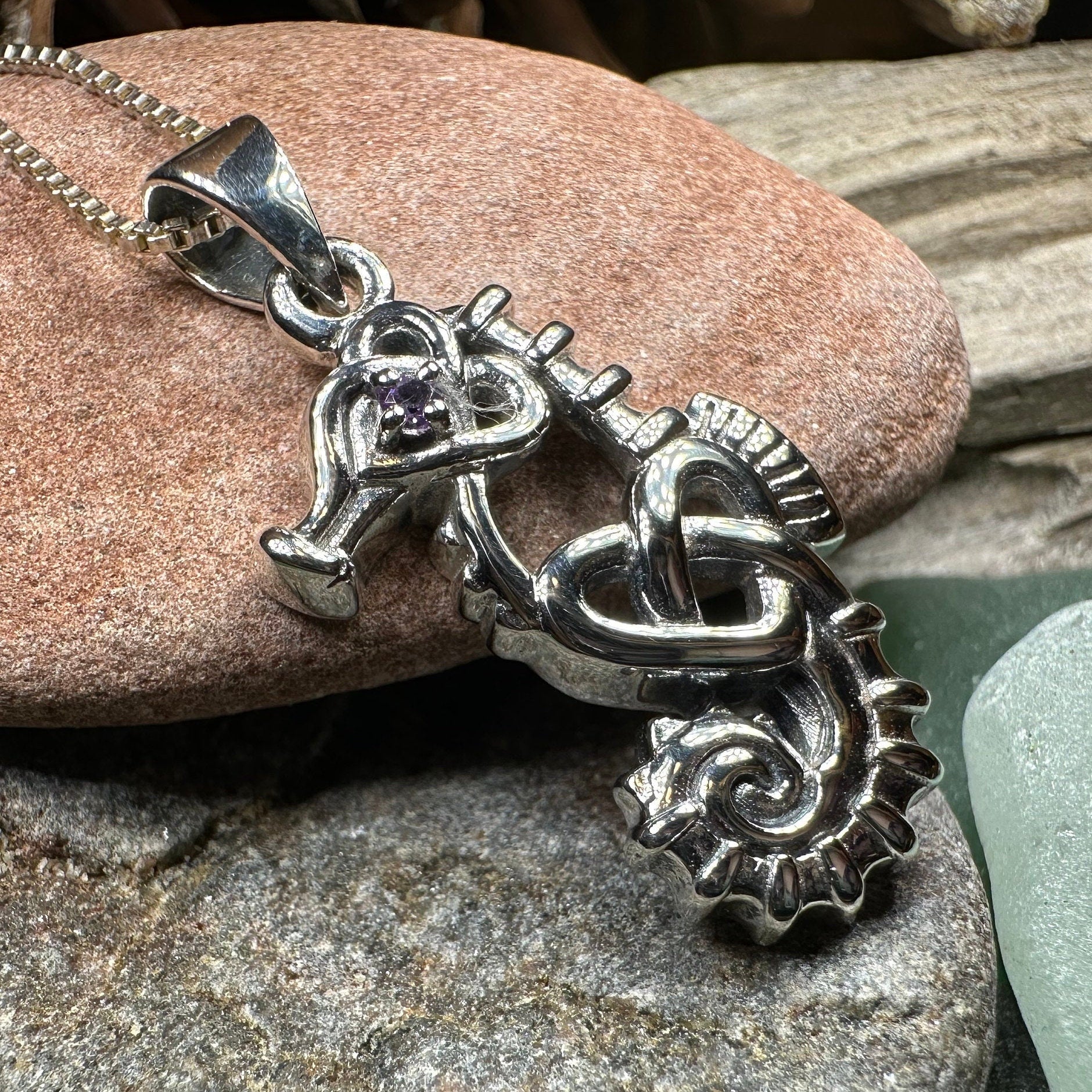 Seahorse Necklace, Celtic Jewelry, Nautical Pendant, Irish Jewelry, Celtic Knot Jewelry, Scottish Gift, Anniversary Gift, Ocean Jewelry