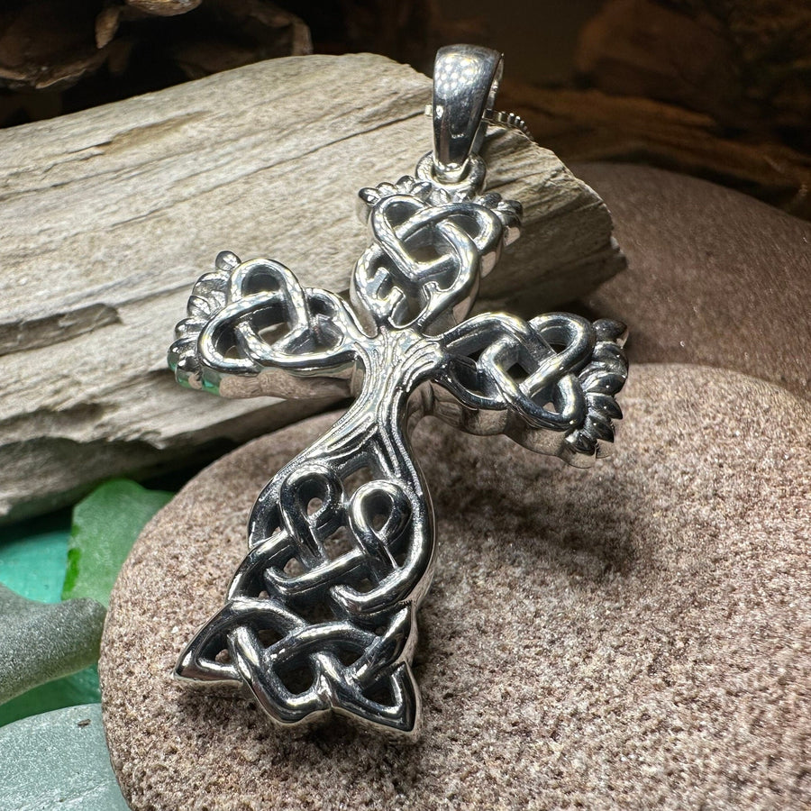 Celtic Cross Necklace, Irish Jewelry, Celtic Pendant, Celtic Tree of Life, Scotland Jewelry, First Communion Gift, Girls Confirmation Gift