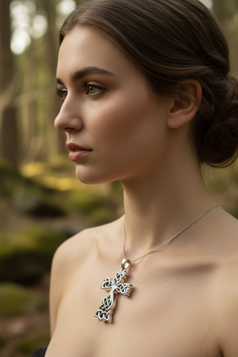 Celtic Cross Necklace, Irish Jewelry, Celtic Pendant, Celtic Tree of Life, Scotland Jewelry, First Communion Gift, Girls Confirmation Gift