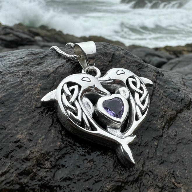 Dolphin Necklace, Celtic Jewelry, Irish Pendant, Ocean Lover Jewelry, Beach Jewelry, Fish Necklace, Nautical Jewelry, Sea Jewelry, Mom Gift