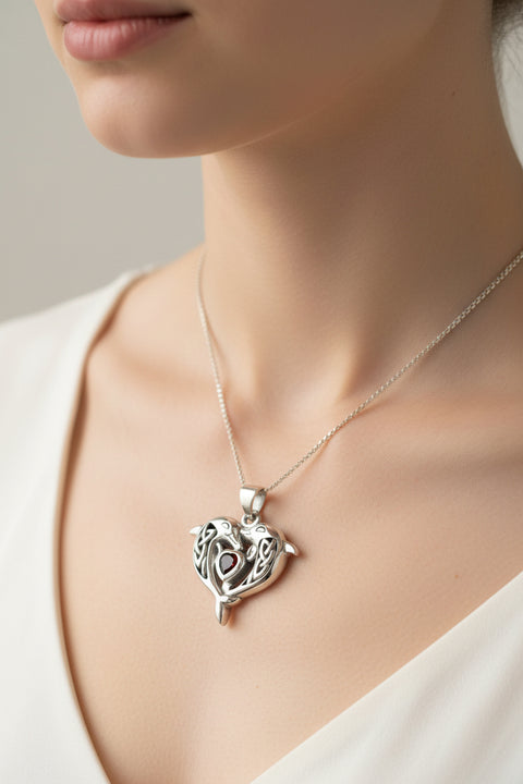 Load image into Gallery viewer, Dolphin Necklace, Celtic Jewelry, Irish Pendant, Ocean Lover Jewelry, Beach Jewelry, Fish Necklace, Nautical Jewelry, Sea Jewelry, Mom Gift

