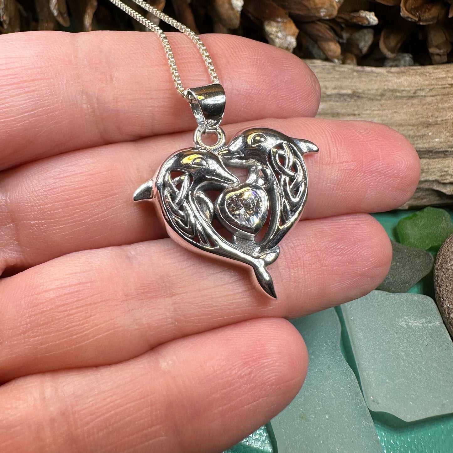 Dolphin Necklace, Celtic Jewelry, Irish Pendant, Ocean Lover Jewelry, Beach Jewelry, Fish Necklace, Nautical Jewelry, Sea Jewelry, Mom Gift