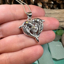 Load image into Gallery viewer, Dolphin Necklace, Celtic Jewelry, Irish Pendant, Ocean Lover Jewelry, Beach Jewelry, Fish Necklace, Nautical Jewelry, Sea Jewelry, Mom Gift
