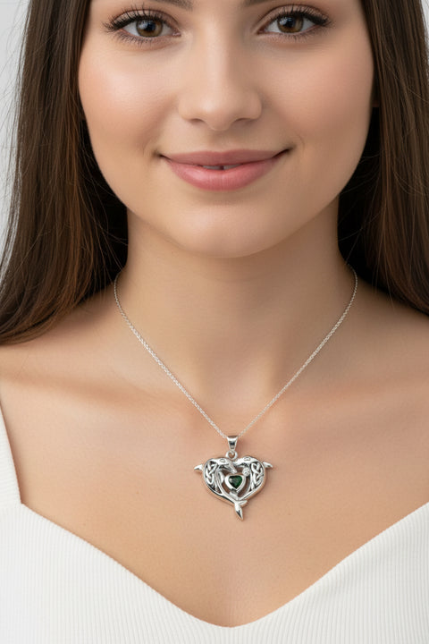 Load image into Gallery viewer, Dolphin Necklace, Celtic Jewelry, Irish Pendant, Ocean Lover Jewelry, Beach Jewelry, Fish Necklace, Nautical Jewelry, Sea Jewelry, Mom Gift
