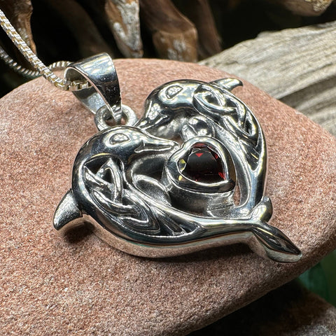 Load image into Gallery viewer, Dolphin Necklace, Celtic Jewelry, Irish Pendant, Ocean Lover Jewelry, Beach Jewelry, Fish Necklace, Nautical Jewelry, Sea Jewelry, Mom Gift
