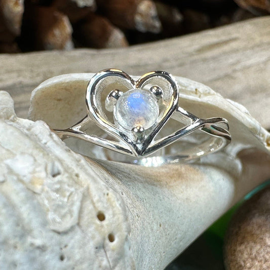 Moonstone Ring, Celtic Heart Ring, Boho Statement Ring, Promise Ring, Anniversary Gift, Celtic Knot Ring, Irish Ring, Mom Gift, Wife Gift