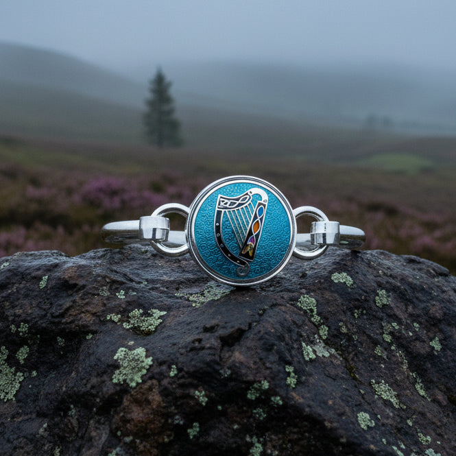 Enamel Celtic Harp Bracelet — view 4