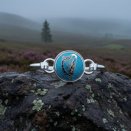 Enamel Celtic Harp Bracelet — view 4