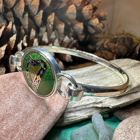Load image into Gallery viewer, Celtic Harp Bracelet, Celtic Jewelry, Irish Jewelry, Bangle Bracelet, Scotland Jewelry, Ireland Jewelry, Wife Gift, Irish Harp Bangle
