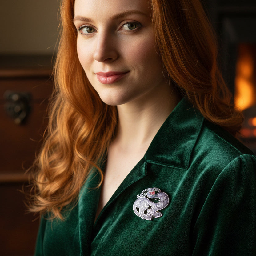 Celtic Bird Brooch, Bird Jewelry, Celtic Pin, Enamel Pin, Ireland Gift, Celtic Brooch, Norse Jewelry Gift, Pagan Brooch, LARP Jewelry