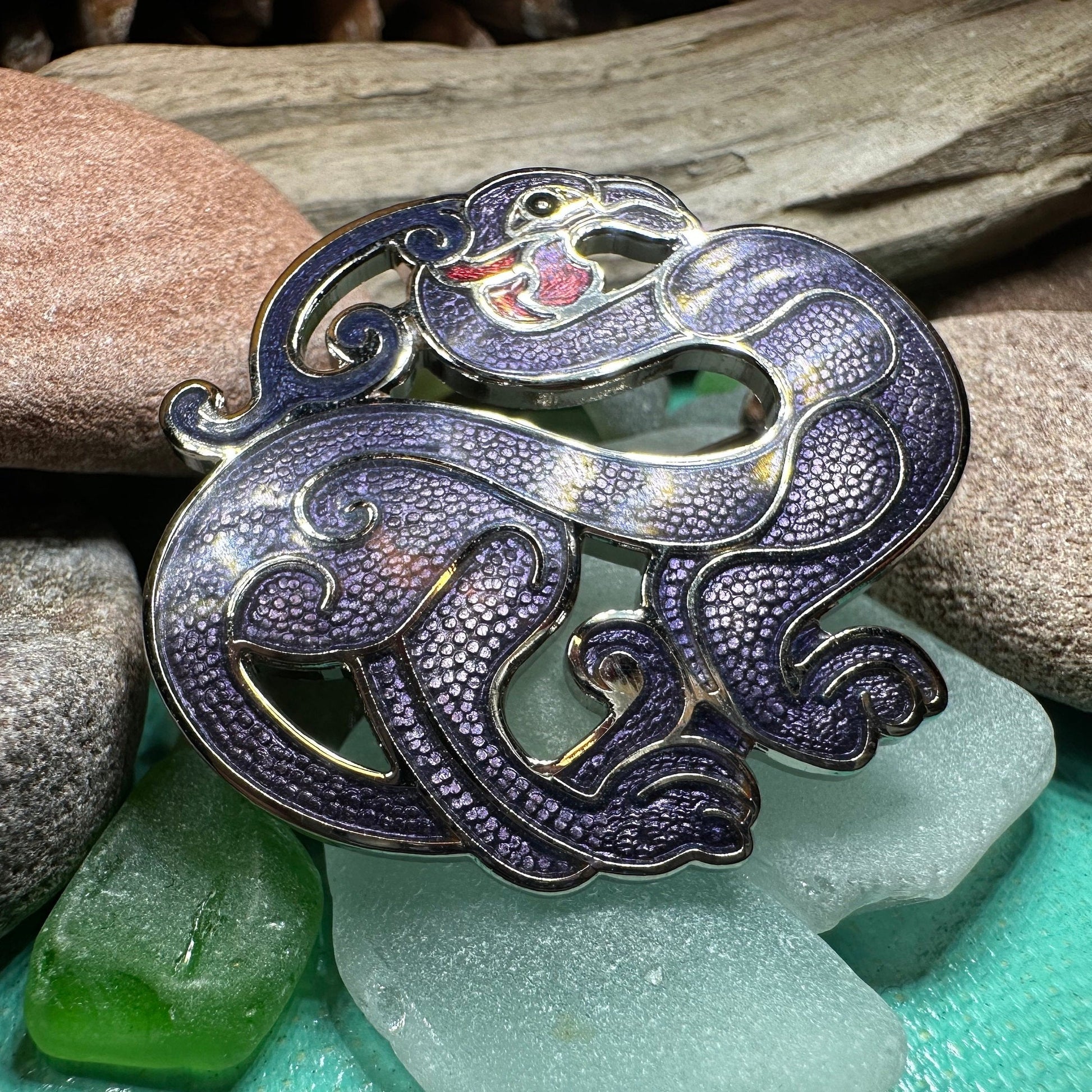 Celtic Bird Brooch, Bird Jewelry, Celtic Pin, Enamel Pin, Ireland Gift, Celtic Brooch, Norse Jewelry Gift, Pagan Brooch, LARP Jewelry
