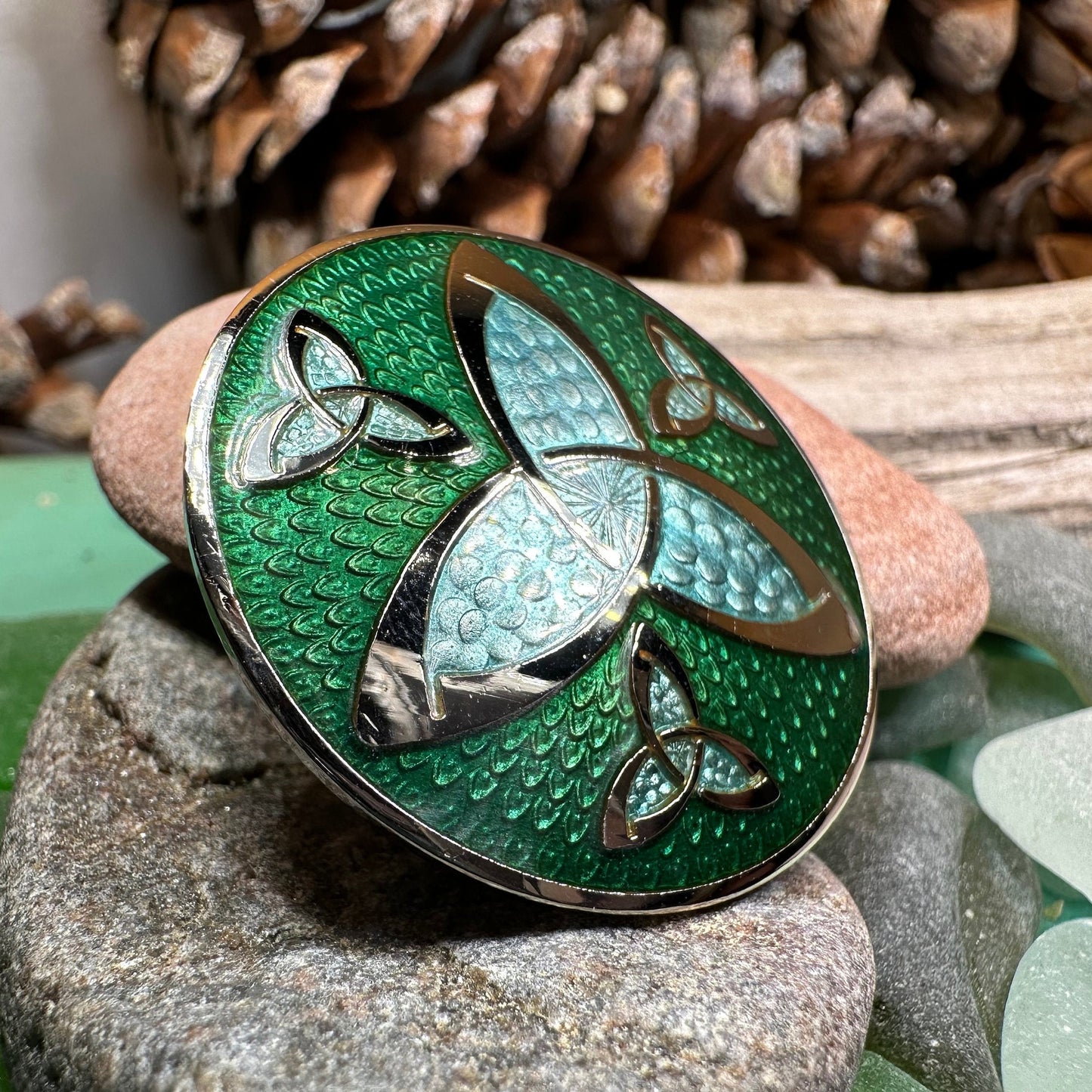 Celtic Brooch, Trinity Knot Jewelry, Irish Jewelry, Scotland Jewelry, Anniversary Gift, Viking Brooch, Enamel Celtic Pin, Scottish Brooch