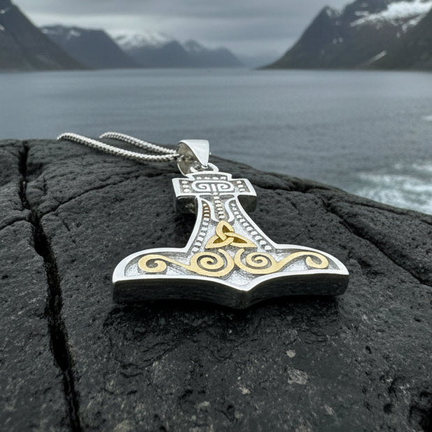 Thor's Hammer Necklace, Norse Necklace, Viking Jewelry, Celtic Knot Jewelry, Celtic Jewelry, Mjöllnir Pendant, Anniversary Gift, Dad Gift