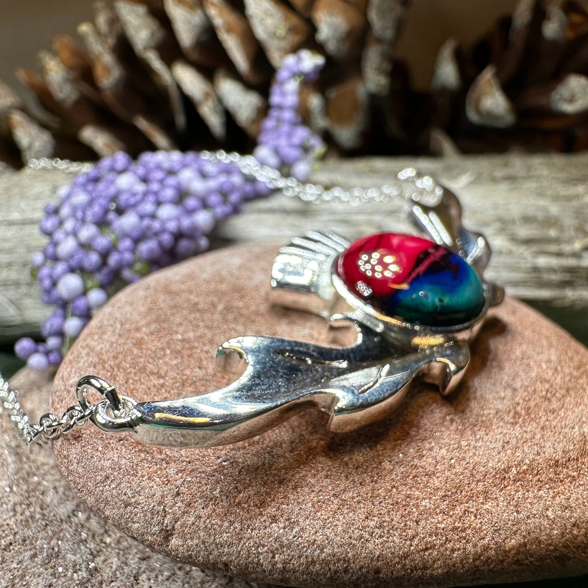 Thistle Necklace, Scotland Jewelry, Heather Gem, Celtic Necklace, Nature Jewelry, Outlander Jewelry, Wiccan Necklace, Anniversary Gift
