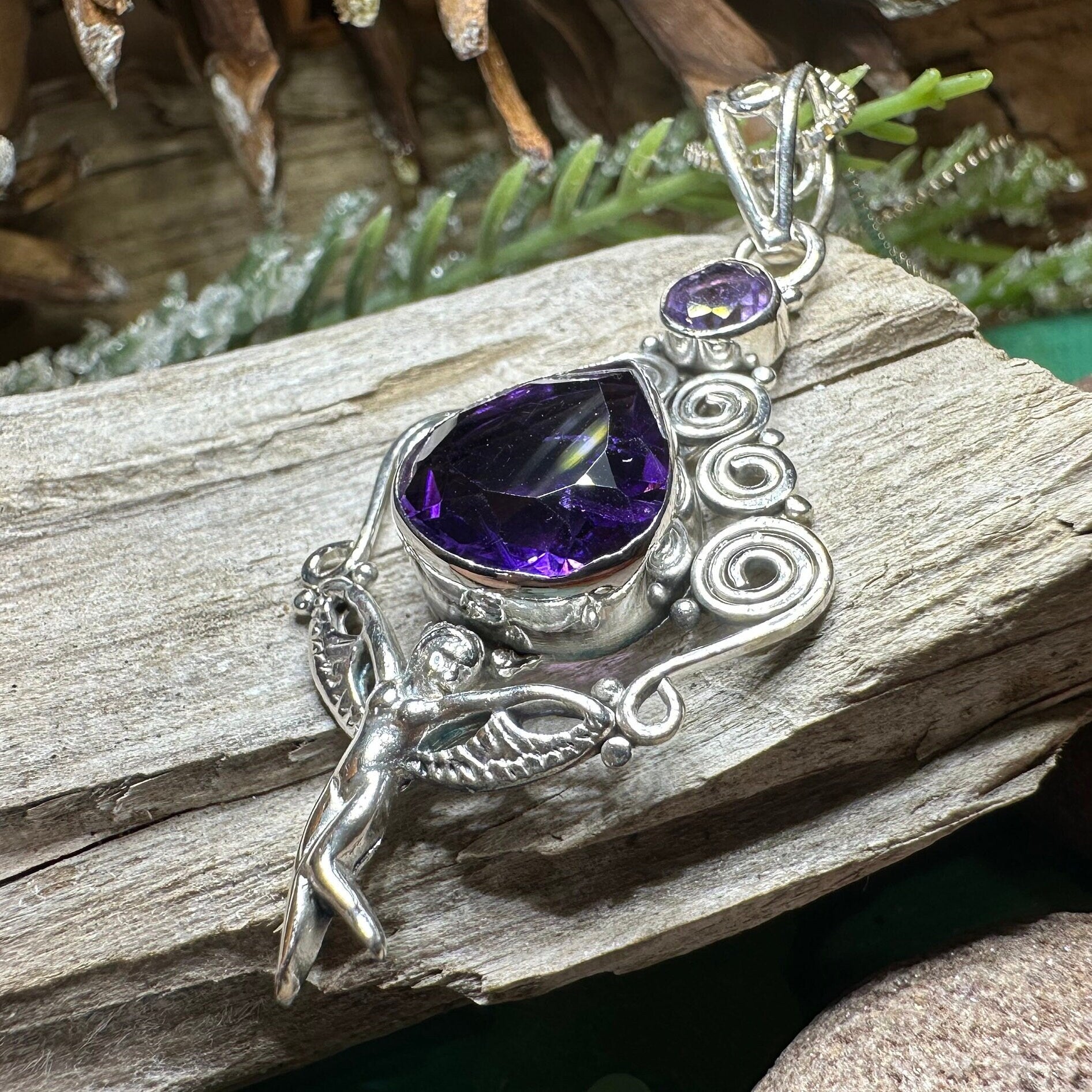 Fairy Necklace, Celtic Angel Necklace, Irish Pendant, Butterfly Necklace, Anniversary Gift, Celtic Jewelry, Wife Gift, Pixie Jewelry