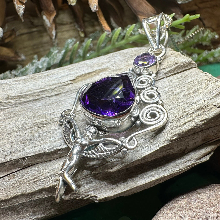 Fairy Necklace, Celtic Angel Necklace, Irish Pendant, Butterfly Necklace, Anniversary Gift, Celtic Jewelry, Wife Gift, Pixie Jewelry
