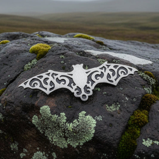 Gothic Bat Brooch, Celtic Pin, Pewter Bat Pin, Victorian Brooch, Friendship Gift, Halloween Gift, Witch Jewelry, Animal Brooch, EA Poe Gift