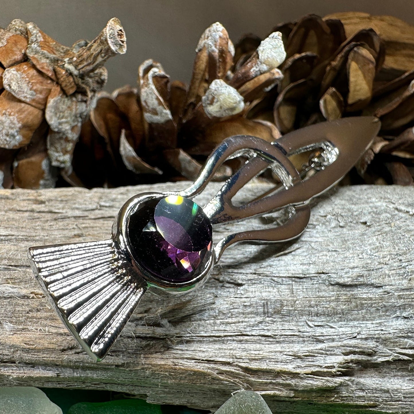Thistle Kilt Pin, Celtic Jewelry, Thistle Brooch, Tartan Pin, Scotland Jewelry, Celtic Pin, Thistle Pin, Outlander Jewelry, Purple Coat Pin