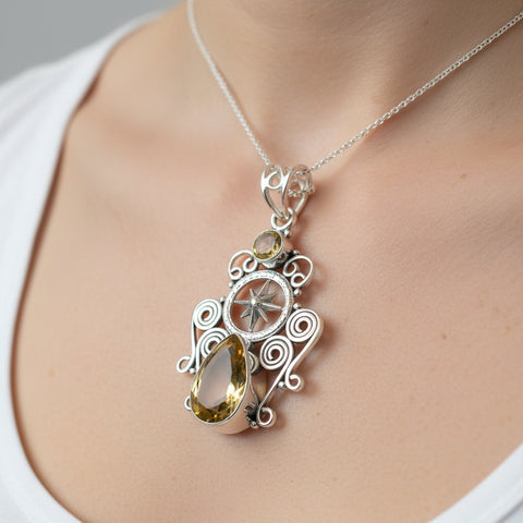 Load image into Gallery viewer, Compass Necklace, True North Pendant, Celtic Jewelry, Scotland Jewelry, Celtic Knot Pendant, Irish Jewelry, Traveller Gift, North Star Gift
