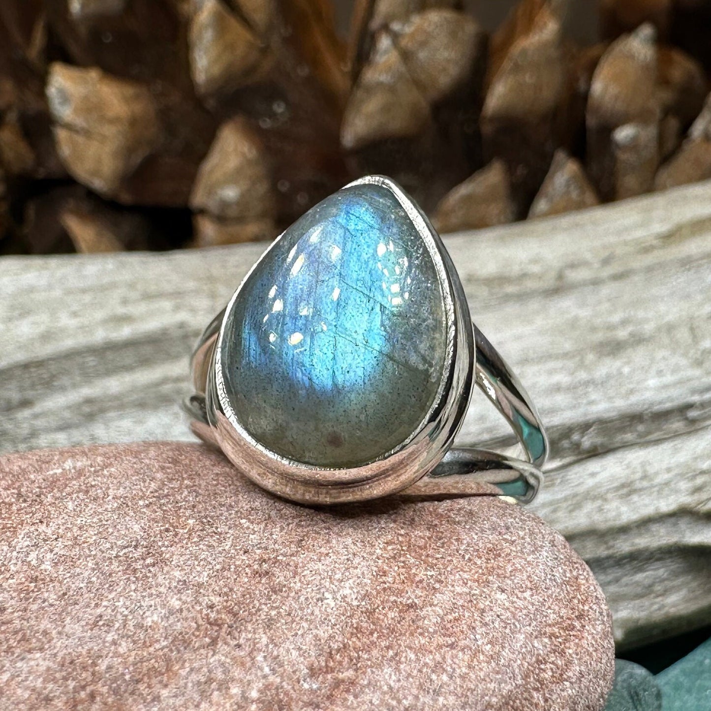 Celtic Mystic Ring, Labradorite Jewelry, Boho Statement Ring, Celestial Jewelry, Celtic Jewelry, Anniversary Gift, Wiccan Jewelry, Wife Gift