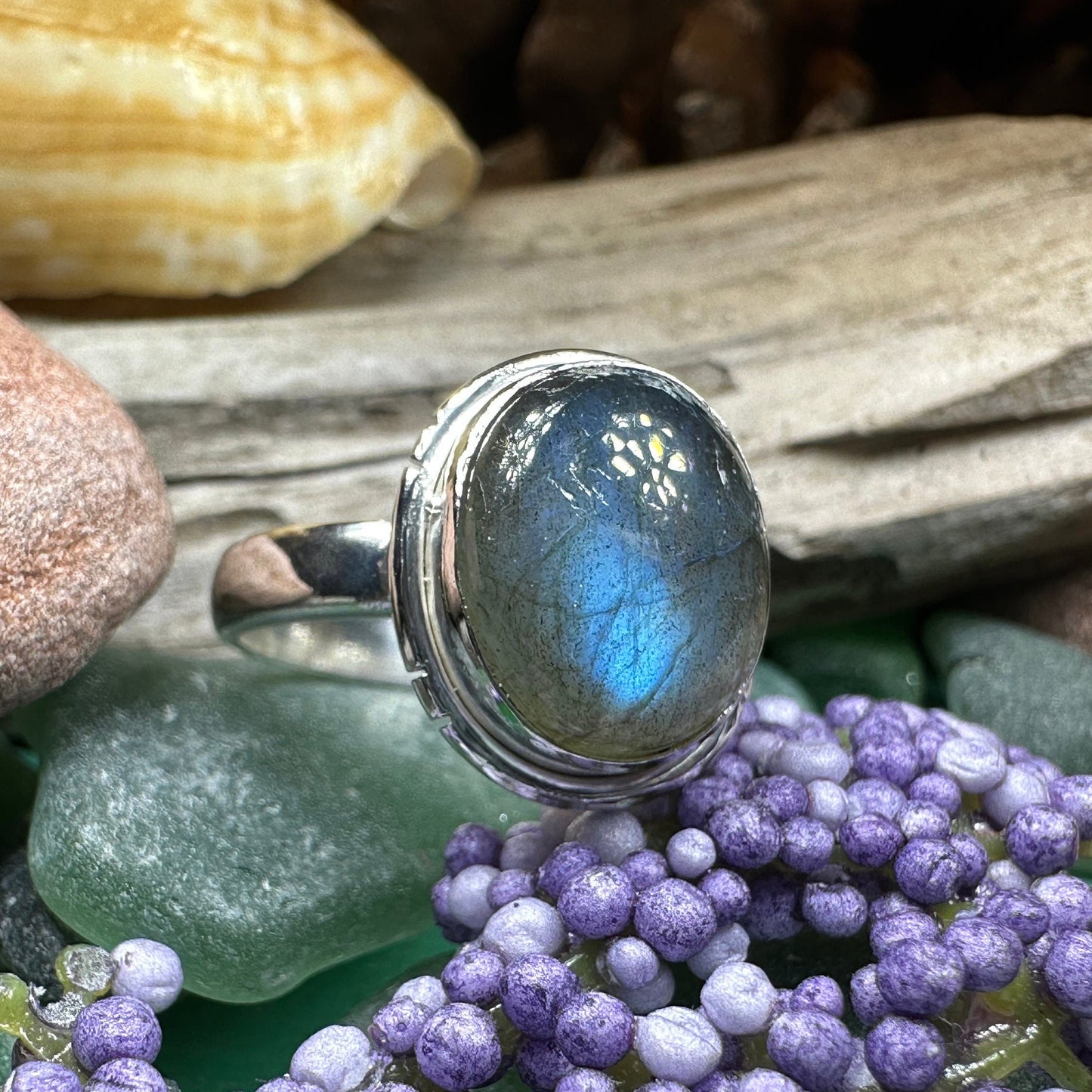 Celtic Mystic Ring, Labradorite Jewelry, Boho Statement Ring, Celestial Jewelry, Celtic Jewelry, Anniversary Gift, Wiccan Jewelry, Wife Gift