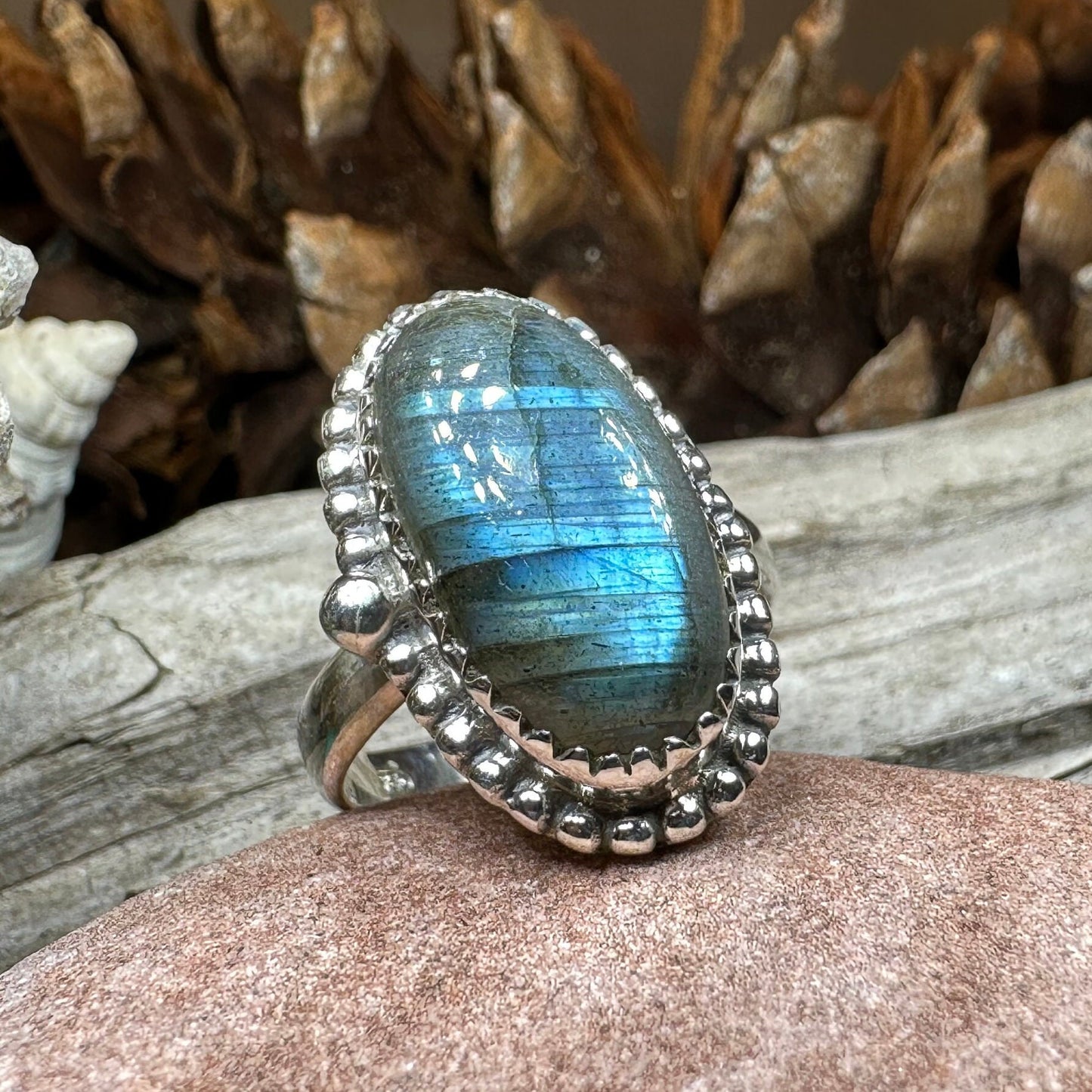 Celtic Mystic Ring, Blue Labradorite Jewelry, Statement Ring, Celestial Jewelry, Celtic Jewelry, Anniversary Gift, Wiccan Jewelry, Wife Gift