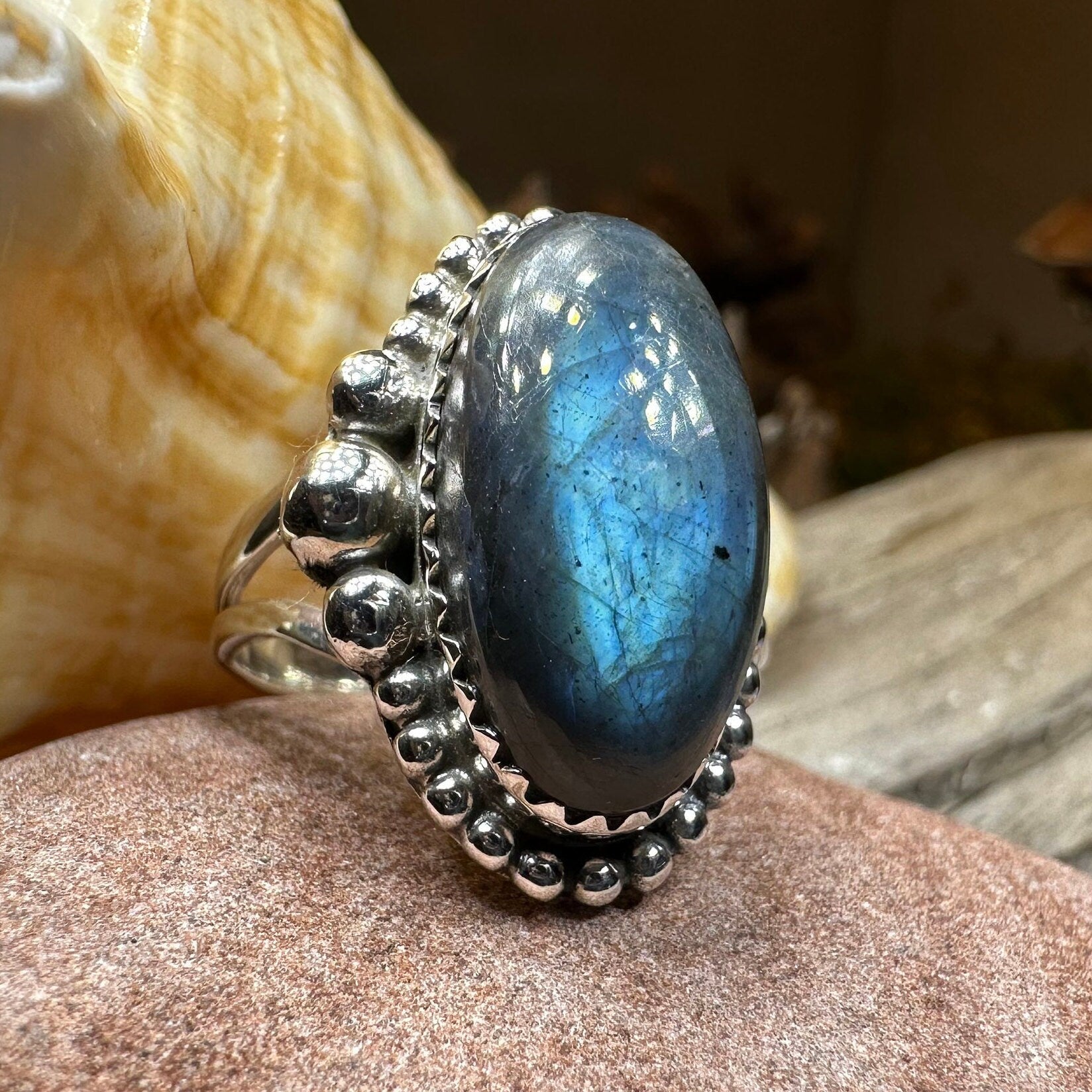 Celtic Mystic Ring, Blue Labradorite Jewelry, Statement Ring, Celestial Jewelry, Celtic Jewelry, Anniversary Gift, Wiccan Jewelry, Wife Gift