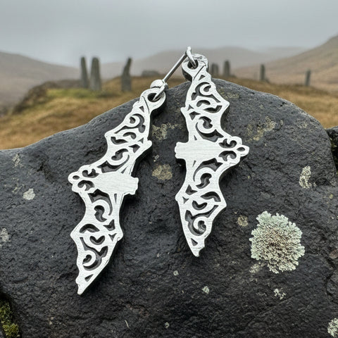 Load image into Gallery viewer, Gothic Bat Earrings, Celtic Jewelry, Pewter Bat Earrings, Victorian Earrings, Friendship Gift, Halloween Gift, Witch Jewelry, EA Poe Gift

