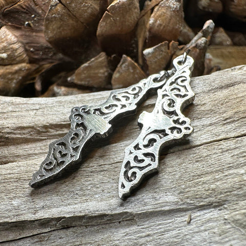 Load image into Gallery viewer, Gothic Bat Earrings, Celtic Jewelry, Pewter Bat Earrings, Victorian Earrings, Friendship Gift, Halloween Gift, Witch Jewelry, EA Poe Gift
