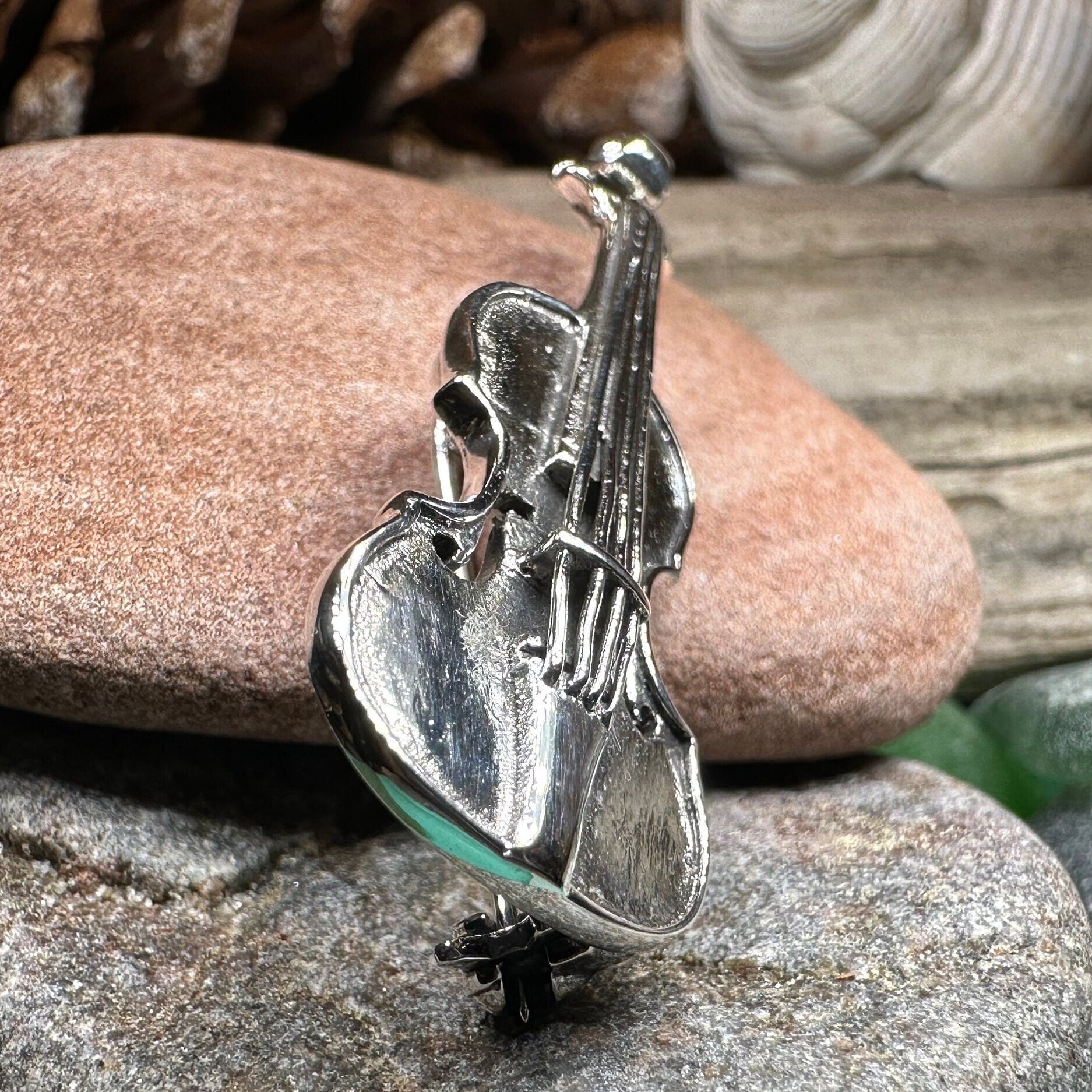 Irish Fiddle Celtic Brooch, Celtic Music Pin, Violin Jewelry, Musician Gift, Silver Violin, Orchestra, Music Teacher Gift, Orchestra Jewelry