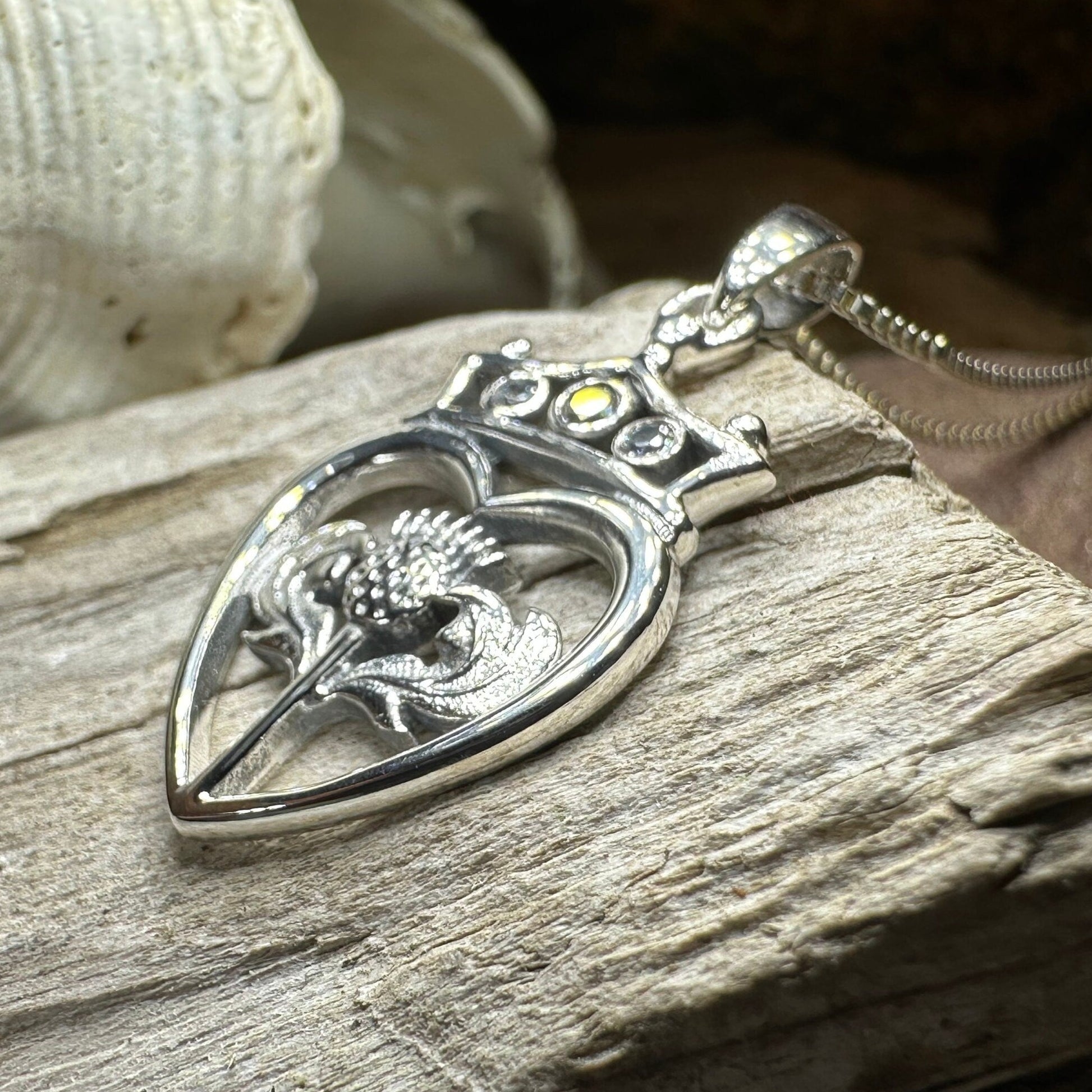 Luckenbooth Necklace, Outlander Jewelry, Scotland Jewelry, Bridal Jewelry, Amethyst Necklace, Heart Pendant, Bride Gift, Wife Gift, Mom Gift