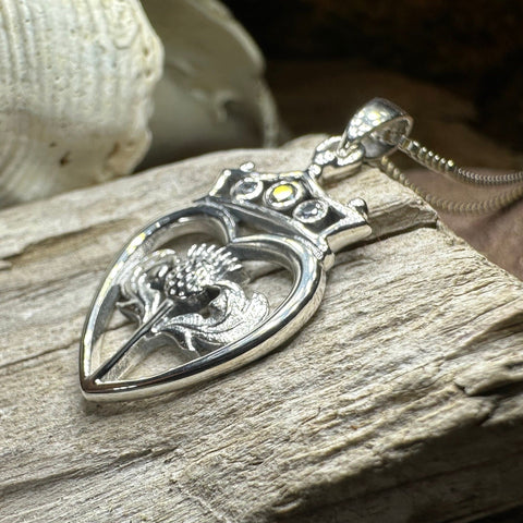 Load image into Gallery viewer, Luckenbooth Necklace, Outlander Jewelry, Scotland Jewelry, Bridal Jewelry, Amethyst Necklace, Heart Pendant, Bride Gift, Wife Gift, Mom Gift
