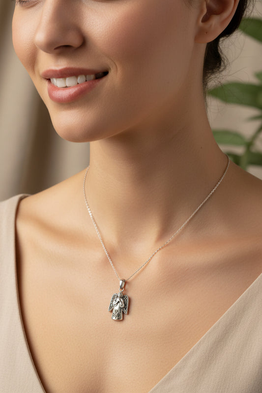 Celtic Angel Necklace, Celtic Jewelry, Irish Pendant, Angel Pendant, Spiritual Jewelry, Memorial Jewelry, Religious Jewelry, Shamrock Gift