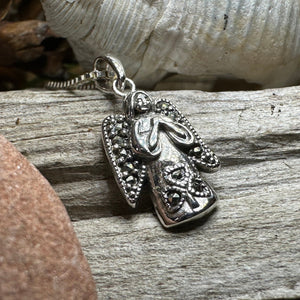 Celtic Angel Necklace, Celtic Jewelry, Irish Pendant, Angel Pendant, Spiritual Jewelry, Memorial Jewelry, Religious Jewelry, Shamrock Gift