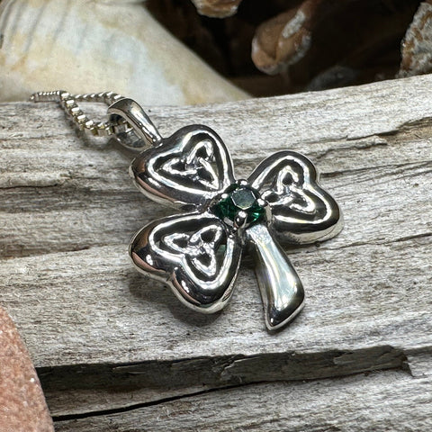 Load image into Gallery viewer, Shamrock Necklace, Clover Pendant, Irish Necklace, Irish Gift, Anniversary Gift, Emerald Ireland Jewelry, Friendship Gift, Celtic Necklace
