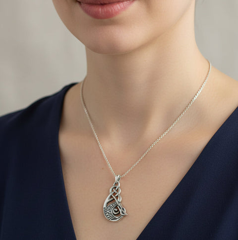 Load image into Gallery viewer, Dragon Necklace, Celtic Jewelry, Irish Pendant, Celtic Knot Necklace, Wiccan Jewelry, Celtic Dragon Pendant, Pagan Jewelry, Scottish Gift
