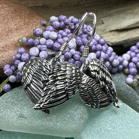 Load image into Gallery viewer, Angel Wings Earrings, Celtic Jewelry, Spiritual Jewelry, Anniversary Gift, Wings Jewelry, Bridal Jewelry, Memorial Jewelry, Survivor Gift
