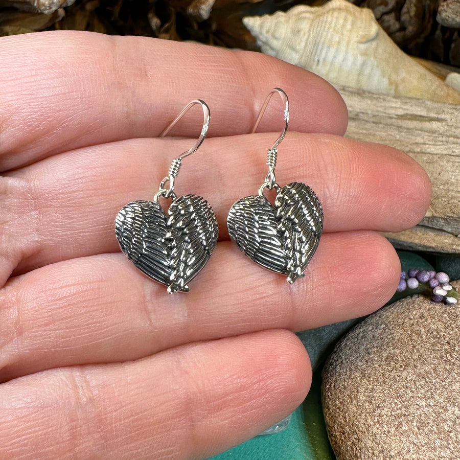 Angel Wings Earrings, Celtic Jewelry, Spiritual Jewelry, Anniversary Gift, Wings Jewelry, Bridal Jewelry, Memorial Jewelry, Survivor Gift