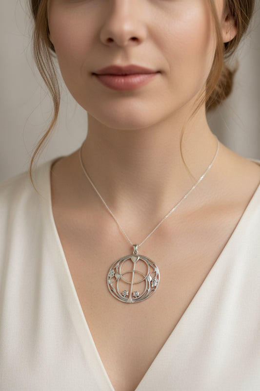 Chalice Well Necklace, Irish Jewelry, Large Celtic Pendant, Scotland Jewelry, Anniversary Gift, Ireland Gift, Peace Jewelry, Spiritual Gift