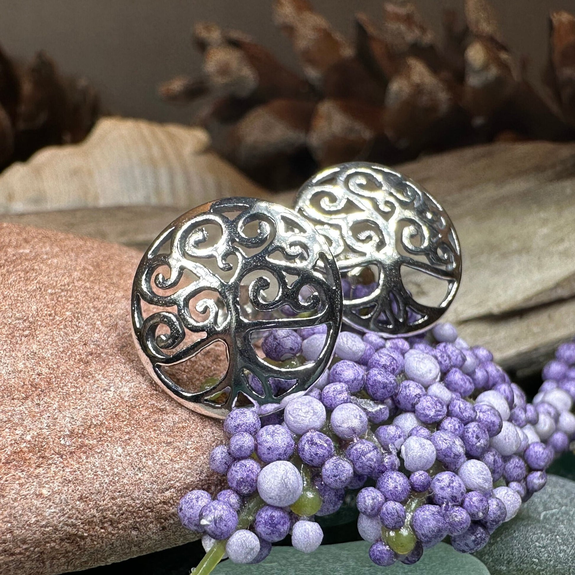 Tree of Life Stud Earrings, Tree Studs, Celtic Jewelry, Anniversary Gift, Bridal Jewelry, Norse Jewelry, Yoga Jewelry, Wiccan Jewelry