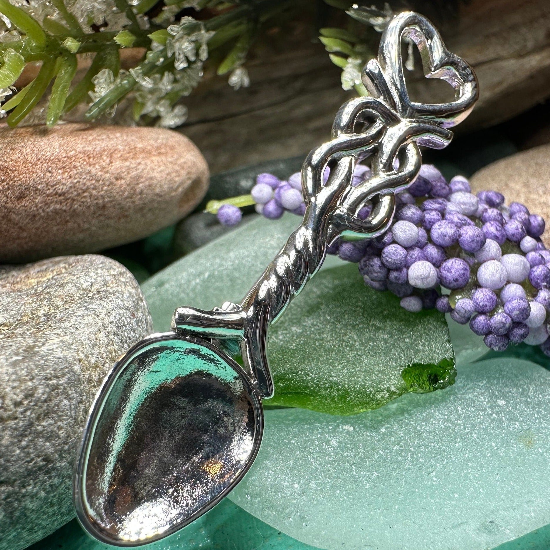 Love Spoon Brooch, Celtic Jewelry, Wales Jewelry, Welsh Pin, Bridal Jewelry, Anniversary Gift, Heart Jewelry, Silver Spoon Wife Gift