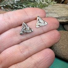 Load image into Gallery viewer, Trinity Knot Earrings, Triquetra Jewelry, Celtic Stud Earrings, Irish Jewelry, Anniversary Gift, Irish Jewelry, Scotland Gift, Wife Gift
