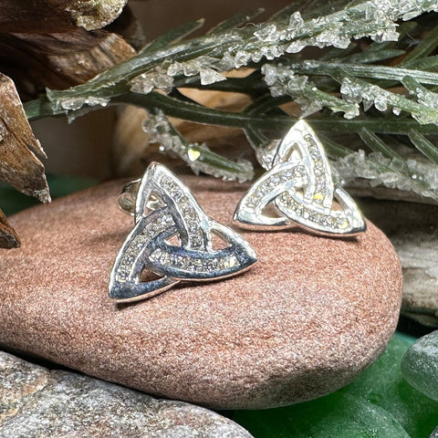 Load image into Gallery viewer, Trinity Knot Earrings, Triquetra Jewelry, Celtic Stud Earrings, Irish Jewelry, Anniversary Gift, Irish Jewelry, Scotland Gift, Wife Gift
