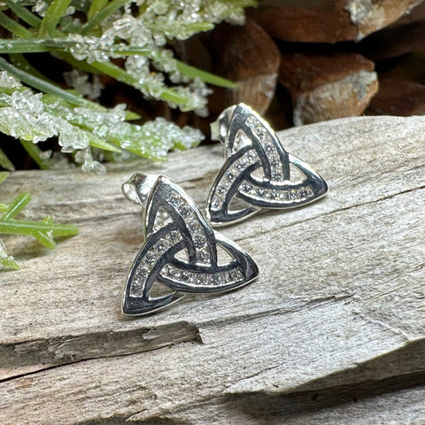 Load image into Gallery viewer, Trinity Knot Earrings, Triquetra Jewelry, Celtic Stud Earrings, Irish Jewelry, Anniversary Gift, Irish Jewelry, Scotland Gift, Wife Gift

