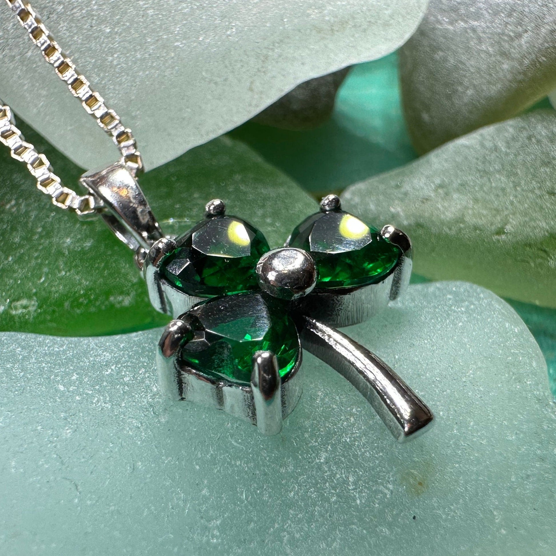 Shamrock Necklace, Clover Pendant, Irish Necklace, Irish Gift, Anniversary Gift, Emerald Ireland Jewelry, Friendship Gift, Celtic Necklace