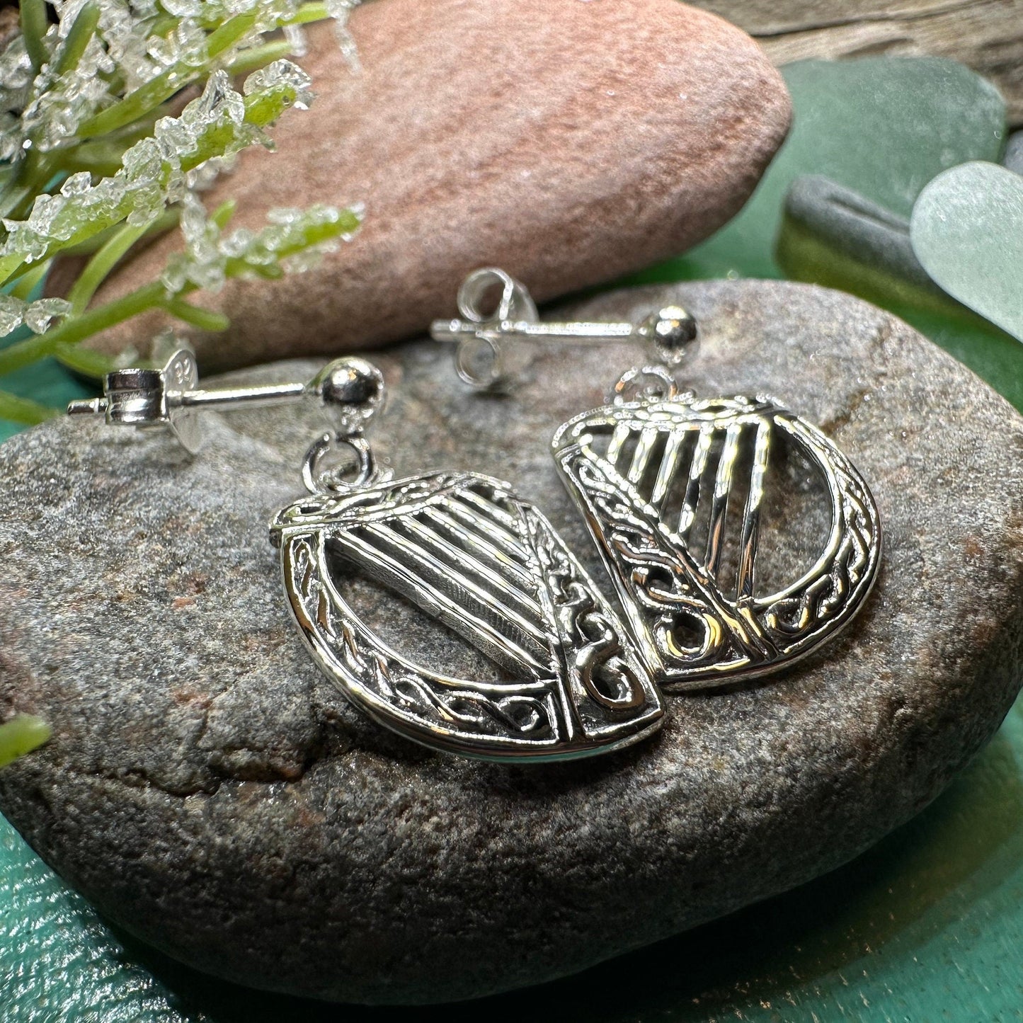 Ancient Harp Post Back Earrings — view 7