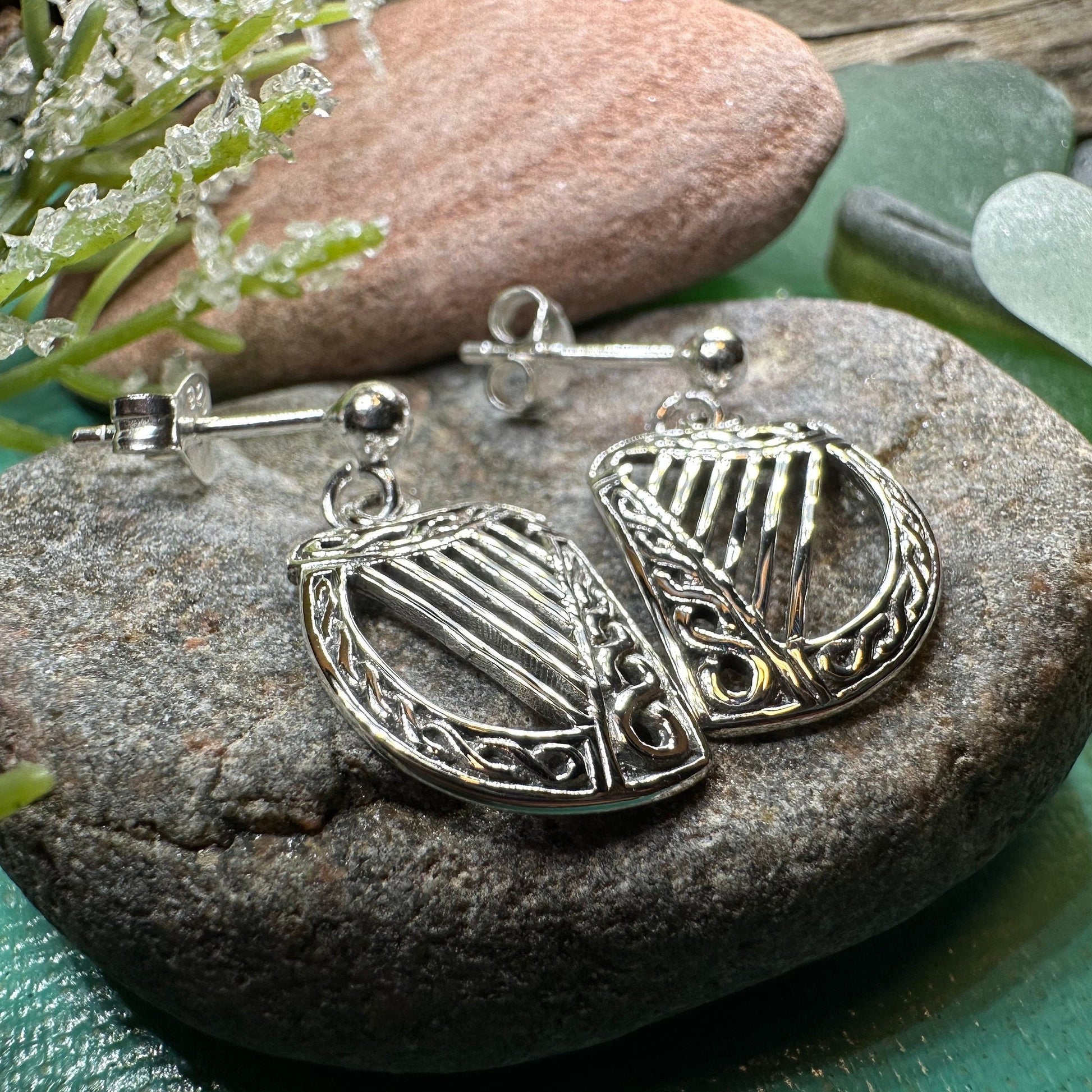 Ancient Harp Post Back Earrings — view 7