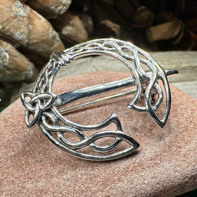 Celtic Knot Tara Brooch, Irish Pin, Penannular Brooch, Sterling Silver, Ireland Pin, Celtic Brooch, Mom Gift, Wife Gift, Bridal Pin