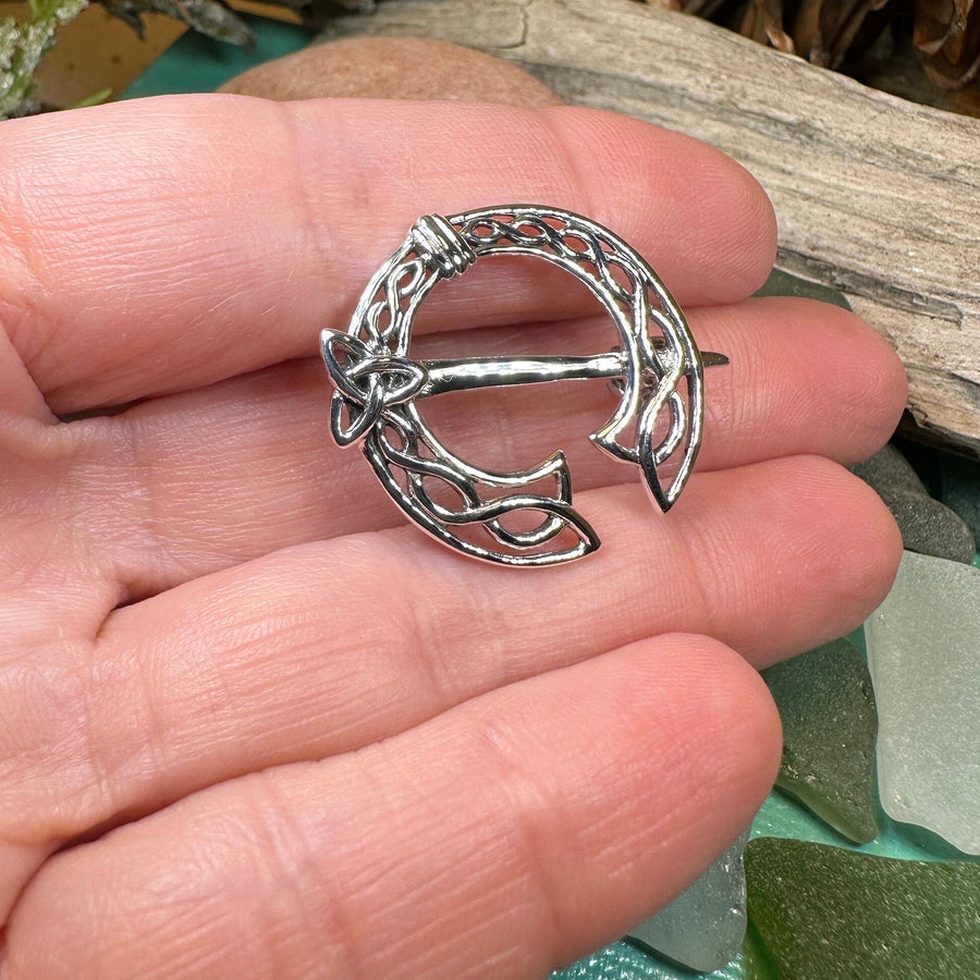 Celtic Knot Tara Brooch, Irish Pin, Penannular Brooch, Sterling Silver, Ireland Pin, Celtic Brooch, Mom Gift, Wife Gift, Bridal Pin
