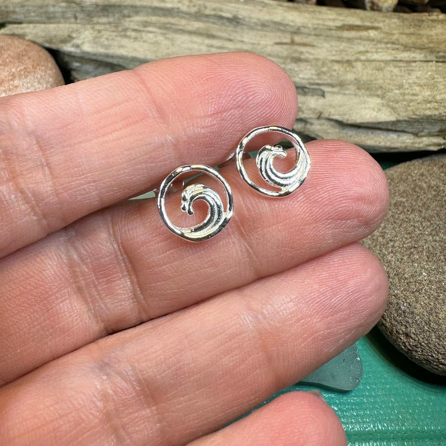Wave Earrings, Ocean Stud Earrings, Nautical Jewelry, Beach Jewelry, Surfer Gift, Anniversary Gift, Sea Jewelry, Nature Jewelry, Silver
